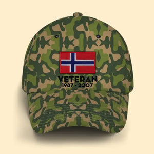 Personalized Norwegian Veteran Retired Custom Served Time Cap QTKH1523