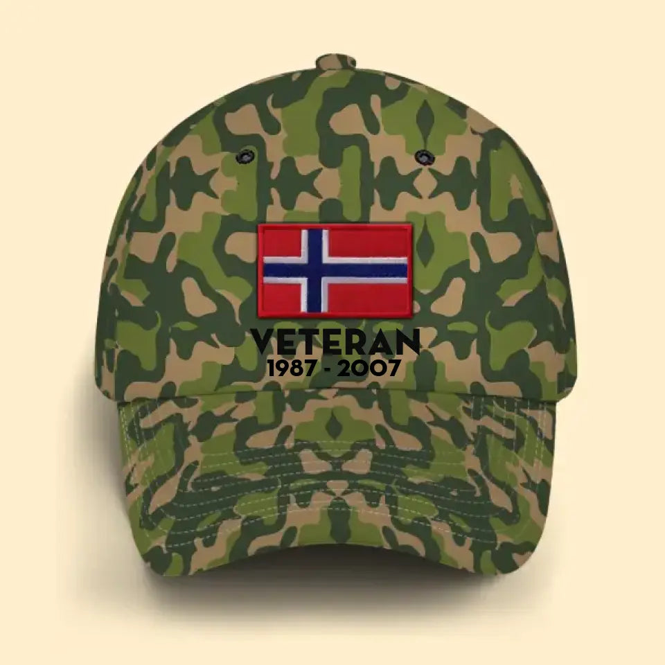 Personalized Norwegian Veteran Retired Custom Served Time Cap QTKH1523