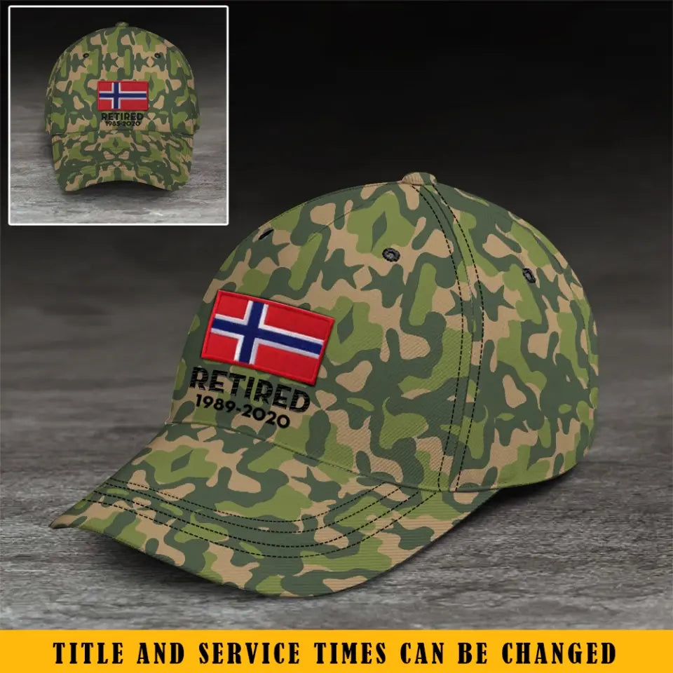 Personalized Norwegian Veteran Retired Custom Served Time Cap QTKH1523