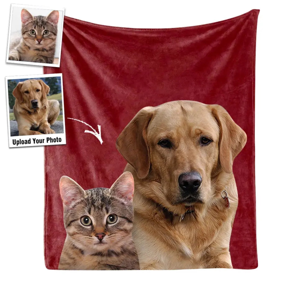 Personalized Upload Your Pet Photo Dog Lovers Cat Lovers Gift Sherpa or Fleece Blanket Printed HN231529