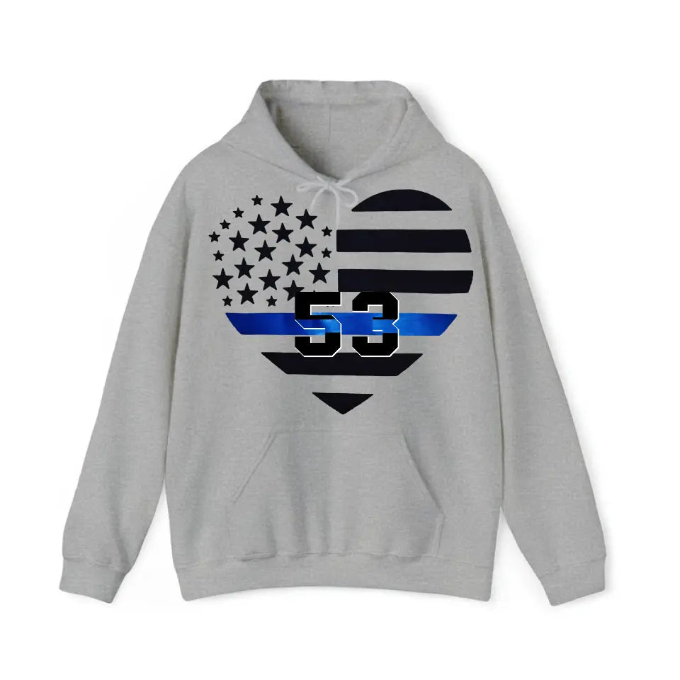 Personalized US Police Heart Thin Line Blue Hoodie 2D Printed KVH231528