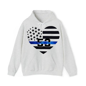 Personalized US Police Heart Thin Line Blue Hoodie 2D Printed KVH231528