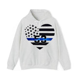 Personalized US Police Heart Thin Line Blue Hoodie 2D Printed KVH231528