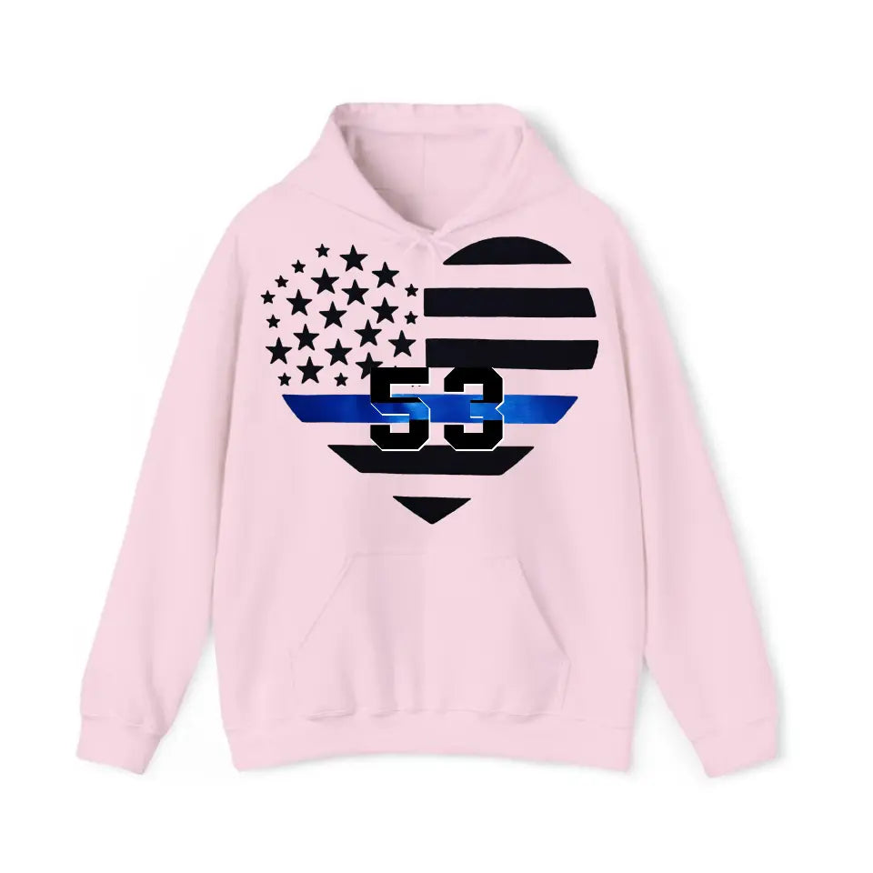 Personalized US Police Heart Thin Line Blue Hoodie 2D Printed KVH231528