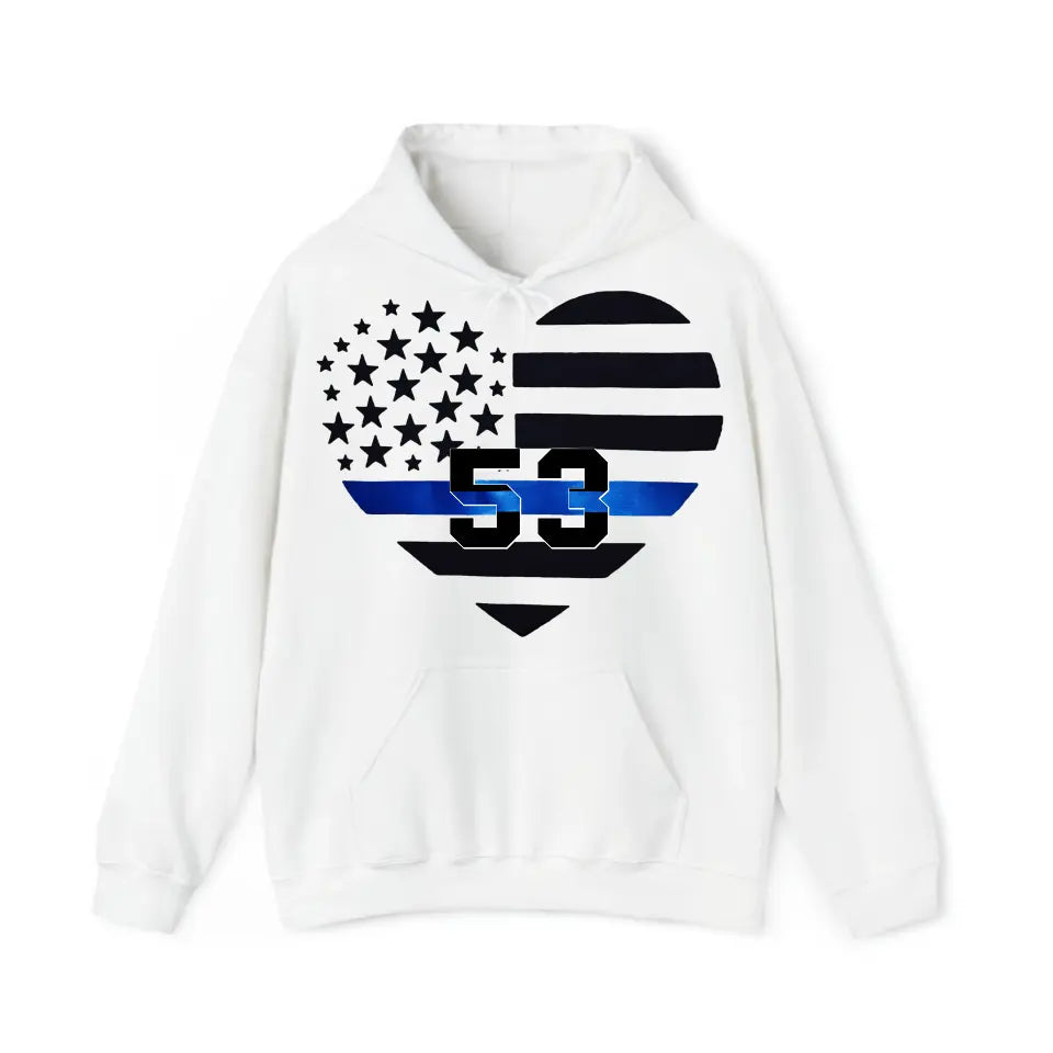 Personalized US Police Heart Thin Line Blue Hoodie 2D Printed KVH231528