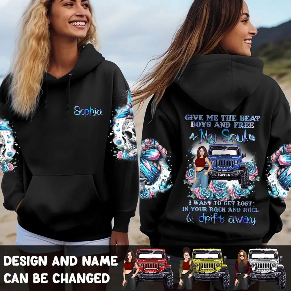 Personalized I Want To Get Lost In Your Rock And Roll & Drift Away Jeep Girl Custom Name Hoodie 3D Printed VQ231531
