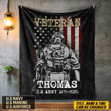 Personalized US Army Veteran Custom Name & Time Sherpa or Fleece Blanket Printed LVA231532