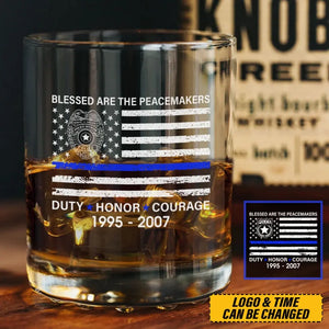 Personalized Thin Blue Line Custom Name Whiskey Glass Printed 231526AHVA
