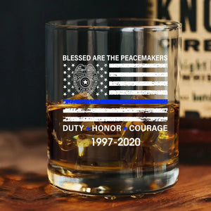 Personalized Thin Blue Line Custom Name Whiskey Glass Printed 231526AHVA