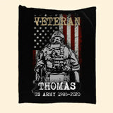 Personalized US Army Veteran Custom Name & Time Sherpa or Fleece Blanket Printed LVA231532