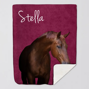 Personalized Upload Your Photo Horse Sherpa or Fleece Blanket Printed KVH231368