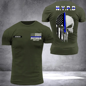 Personalized Thin Blue Line Law Enforcement Sheepdog Custom Your Year Tshirt 2D Printed 231547AHVH
