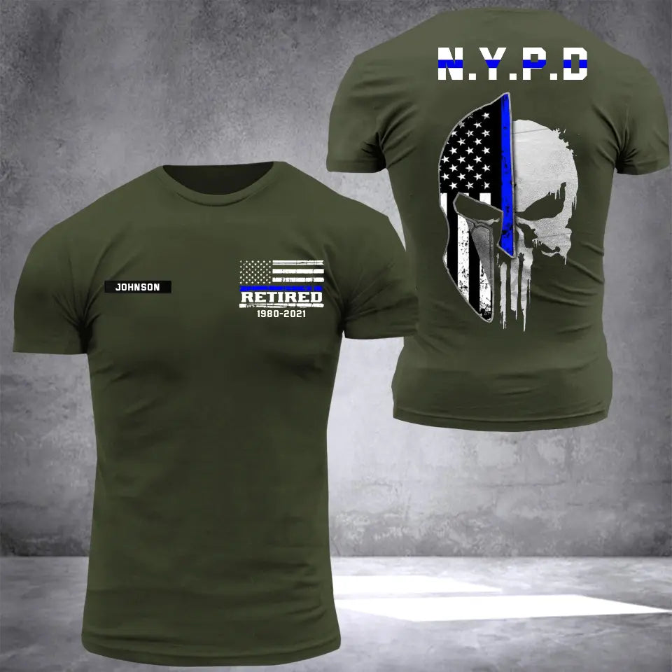 Personalized Thin Blue Line Law Enforcement Sheepdog Custom Your Year Tshirt 2D Printed 231547AHVH