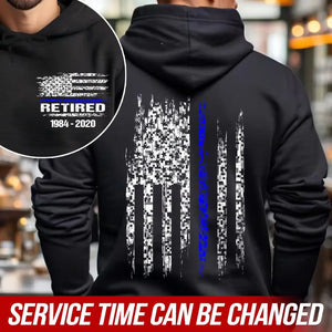 Personalized Thin Blue Line US Retired Police Custom Time Hoodie 2D Printed QTLVA231558