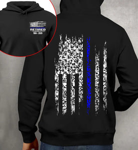 Personalized Thin Blue Line US Retired Police Custom Time Hoodie 2D Printed QTLVA231558