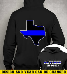 Personalized Thin Blue Line Retired US State Flag Custom Time Hoodie 2D Printed QTHN231564