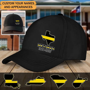 Personalized US Thin Yellow Line Dispatcher Retired State Flag Custom Time Black Cap QTHN1565