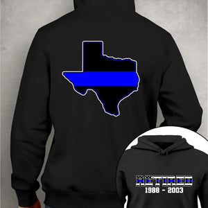 Personalized Thin Blue Line Retired US State Flag Custom Time Hoodie 2D Printed QTHN231564