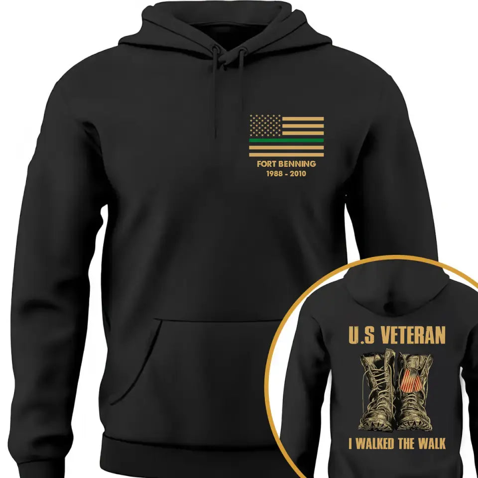 Personalized Thin Green Line US Veteran I Walked The Walk Custom Time Hoodie 2D Printed QTVQ231562