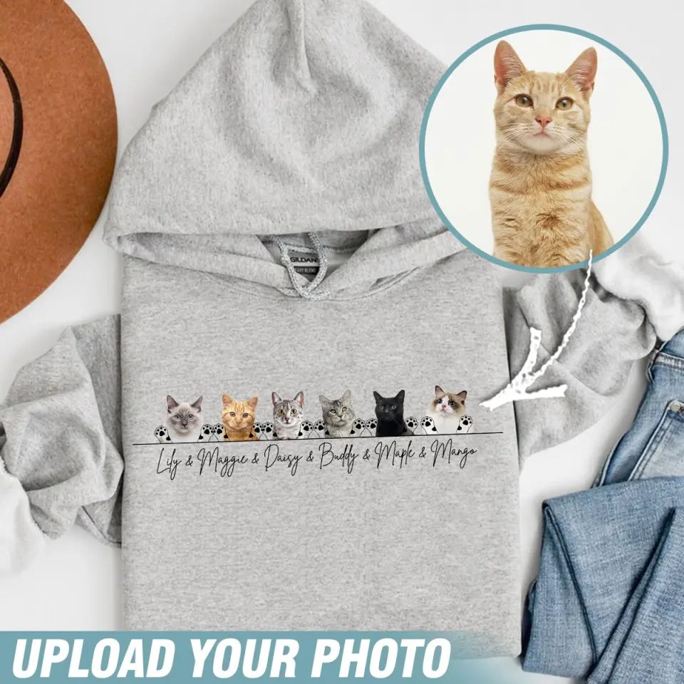 Personalized Upload Your Cat Photo Cat Lovers Gifts Hoodie 2D Printed VQ231583