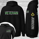 Personalized Thin Green Line US Veteran Retired Rank Custom Name Hoodie 2D Printed QTKVH231582