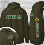 Personalized Thin Green Line US Veteran Retired Rank Custom Name Hoodie 2D Printed QTKVH231582