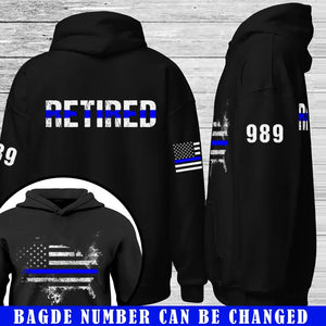 Personalized Thin Blue Line Retired Police Officer Custom ID Hoodie 2D Printed 231590AHVQ