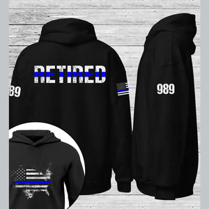 Personalized Thin Blue Line Retired Police Officer Custom ID Hoodie 2D Printed 231590AHVQ