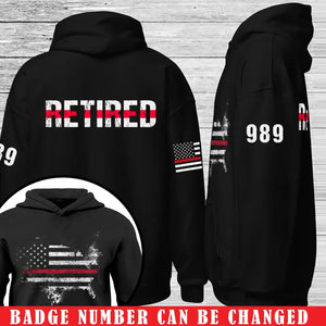 Personalized Thin Red Line Retired Police Officer Custom ID Hoodie 2D Printed 231590AHVQ