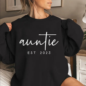 Personalized Auntie EST 2023 Custom Kid's Name Sweatshirt Printed LVA231588