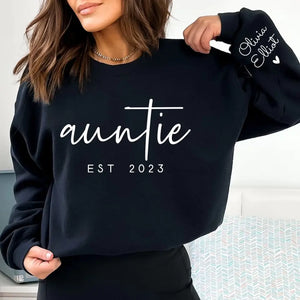 Personalized Auntie EST 2023 Custom Kid's Name Sweatshirt Printed LVA231588