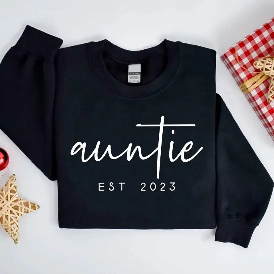 Personalized Auntie EST 2023 Custom Kid's Name Sweatshirt Printed LVA231588