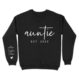 Personalized Auntie EST 2023 Custom Kid's Name Sweatshirt Printed LVA231588