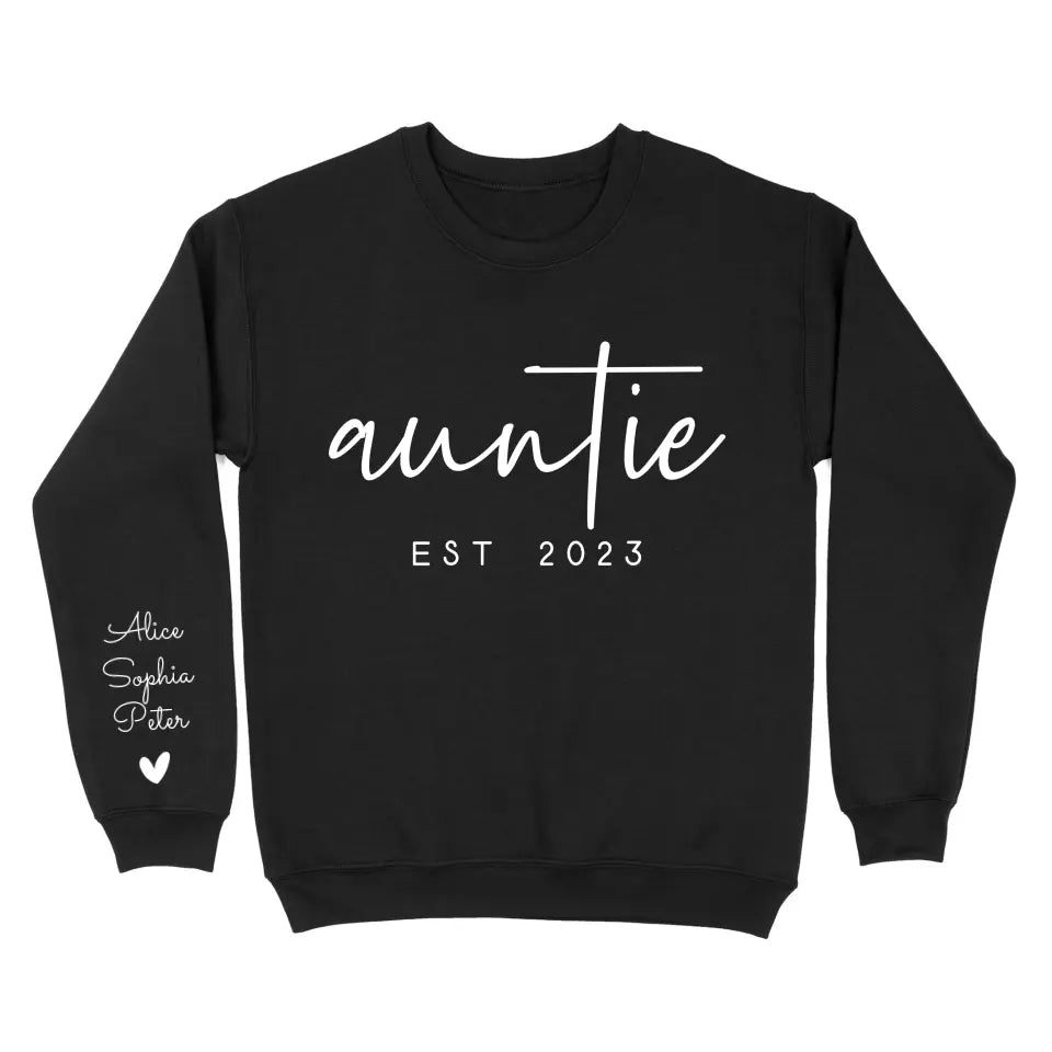 Personalized Auntie EST 2023 Custom Kid's Name Sweatshirt Printed LVA231588