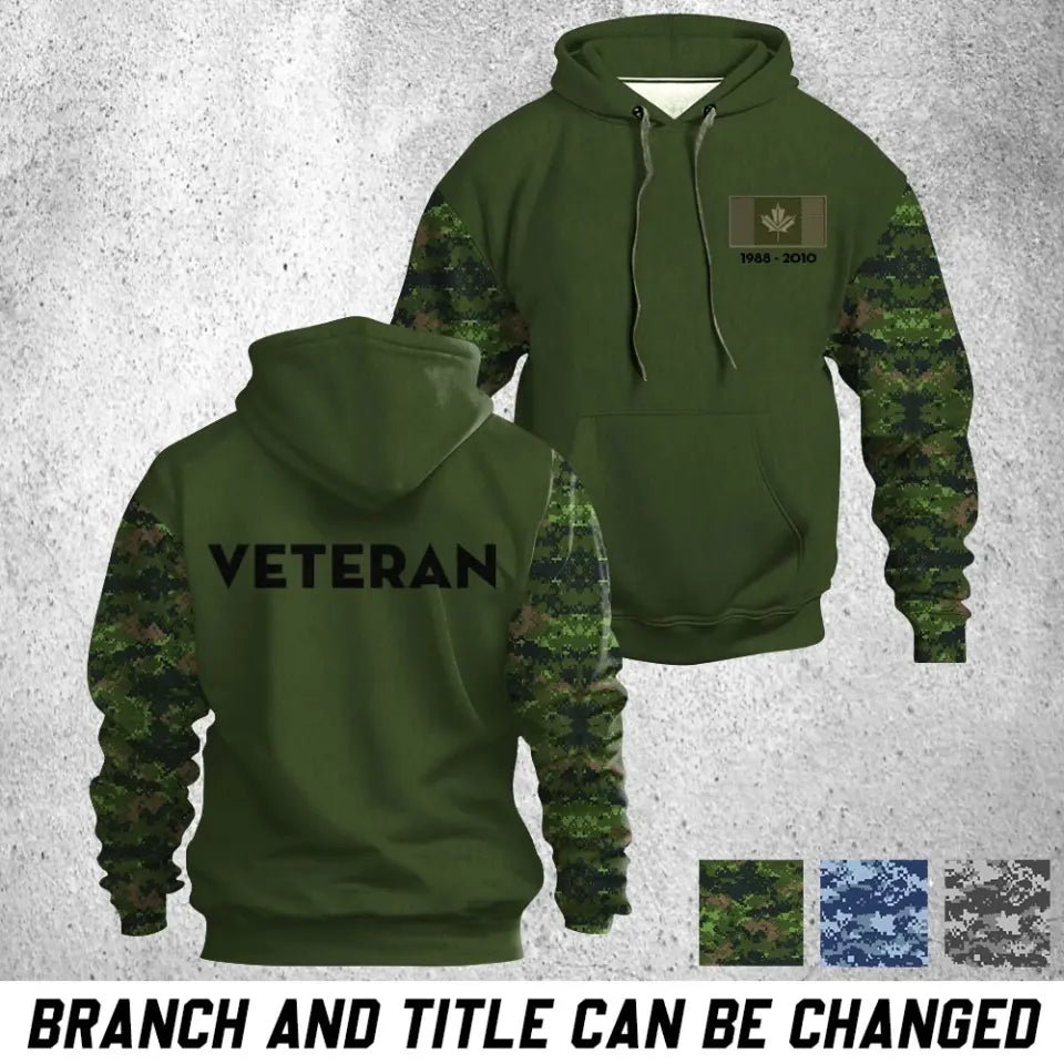 Personalized Canadian Defend Forces Camo Veteran Retired 3D Hoodie Printed QTHN1598