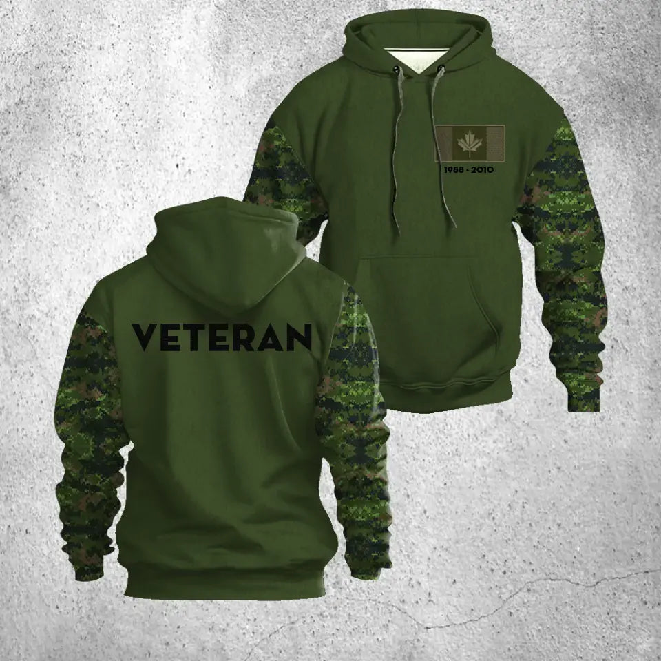Personalized Canadian Defend Forces Camo Veteran Retired 3D Hoodie Printed QTHN1598
