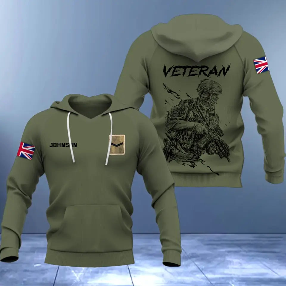 Personalized British Veteran/Soldier 3D Hoodie Printed 231607AHVH