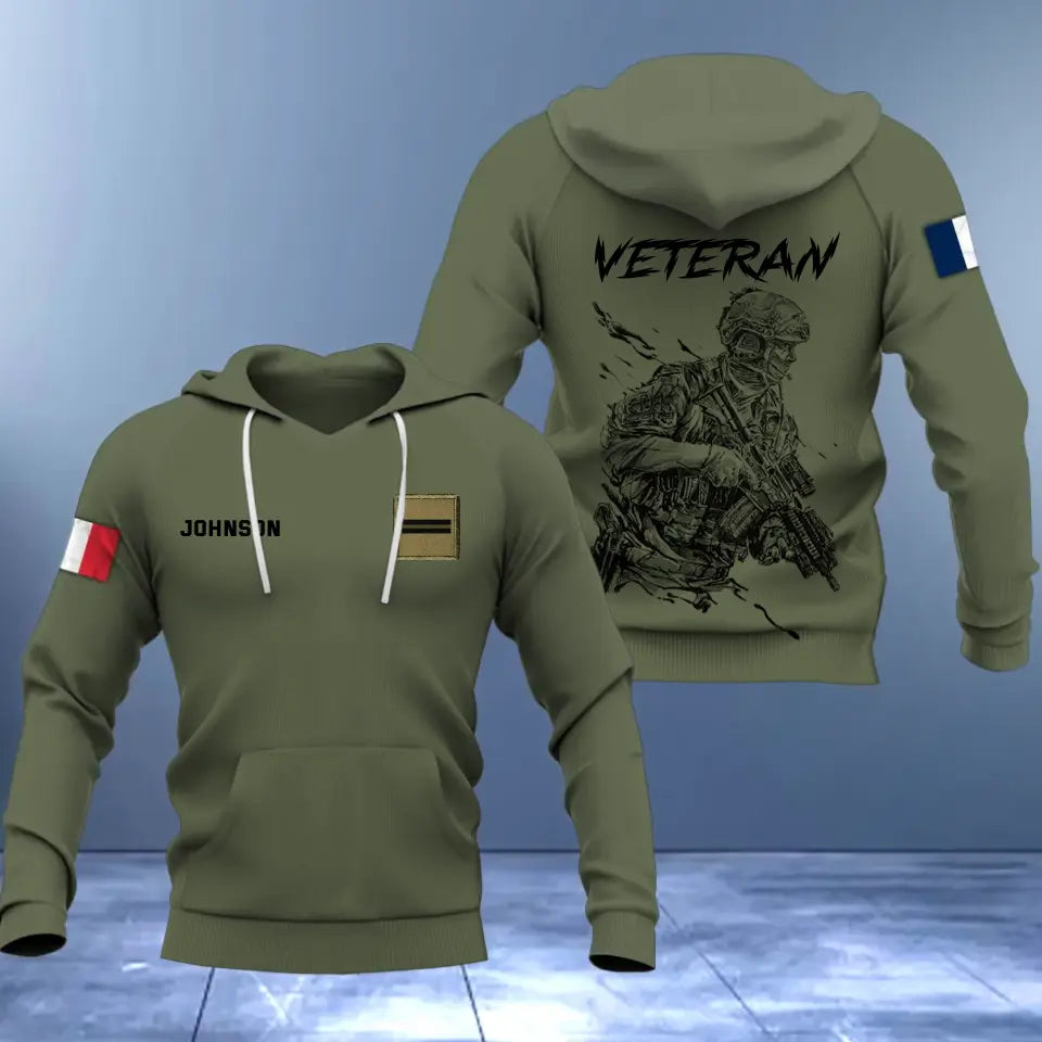 Personalized French Veteran/Soldier 3D Hoodie Printed 231607AHVH