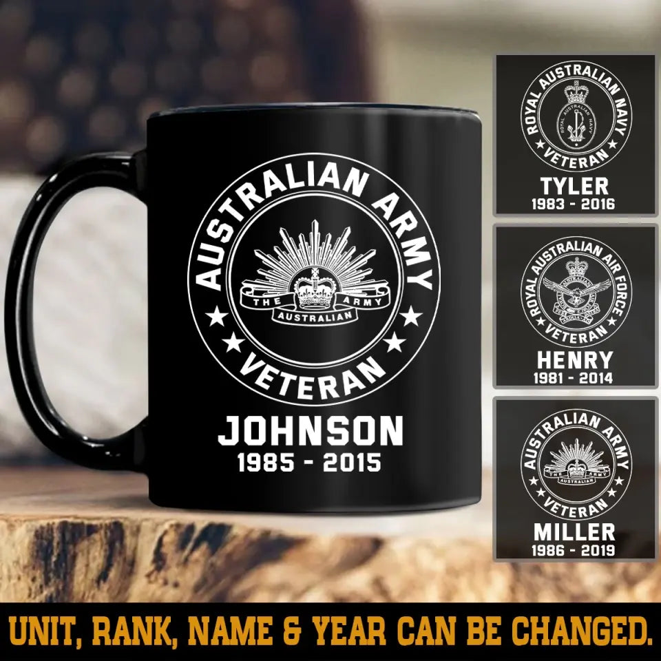 Personalized Australian Veteran Black Mug Printed 231617AHVQ