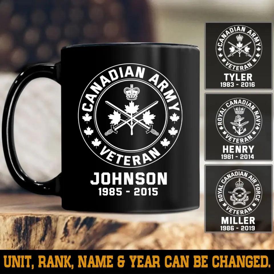 Personalized Canadian Veteran Black Mug Printed 231617AHVQ