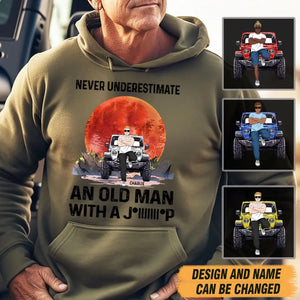 Personalized Never Underestimate An Old Man With A Jeep Hoodie 2D Printed VQ231618