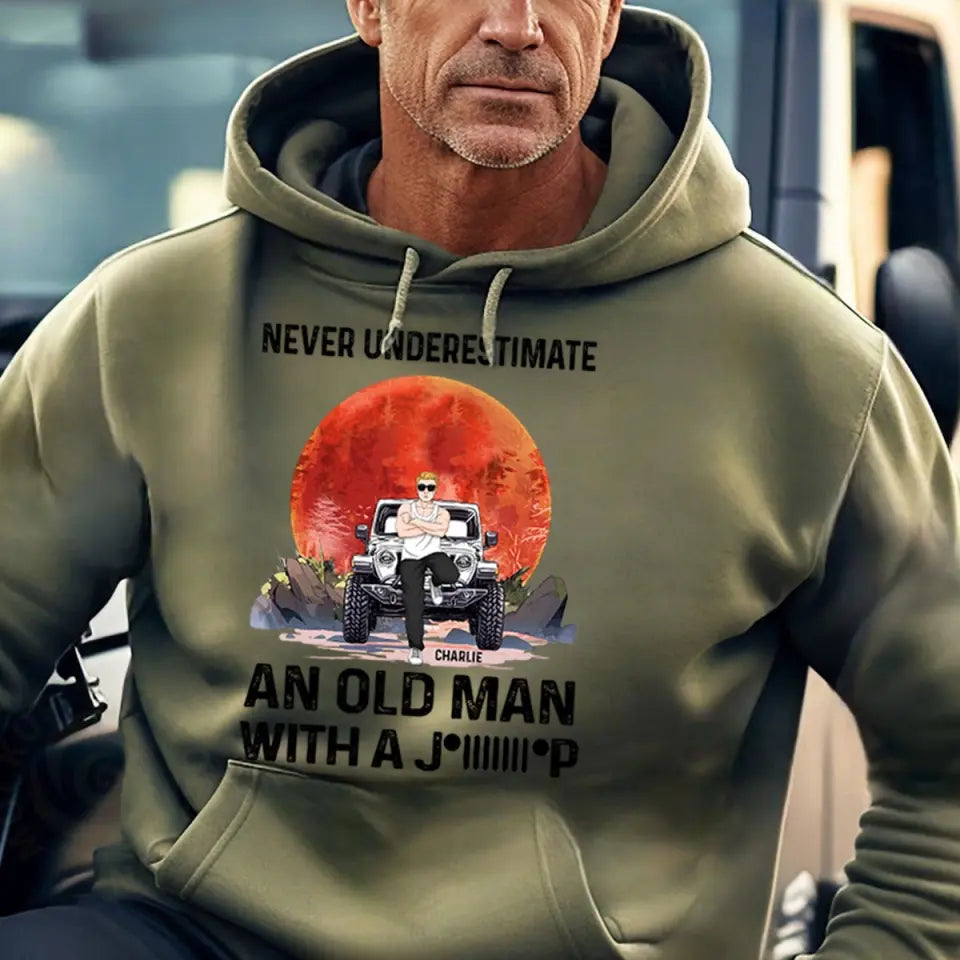 Personalized Never Underestimate An Old Man With A Jeep Hoodie 2D Printed VQ231618
