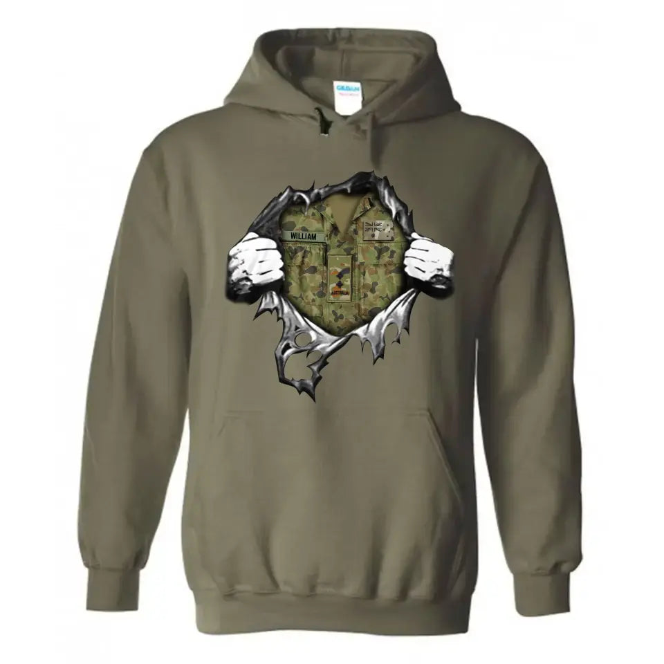 Personalized Australian Veteran/Soldier Rank Camo Hoodie 2D Printed LAHLVA231620