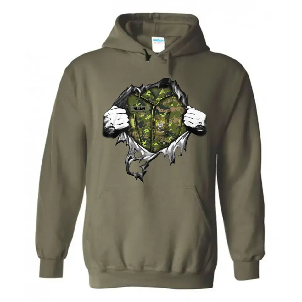 Personalized Canadian Veteran/Soldier Rank Camo Hoodie 2D Printed LAHLVA231620