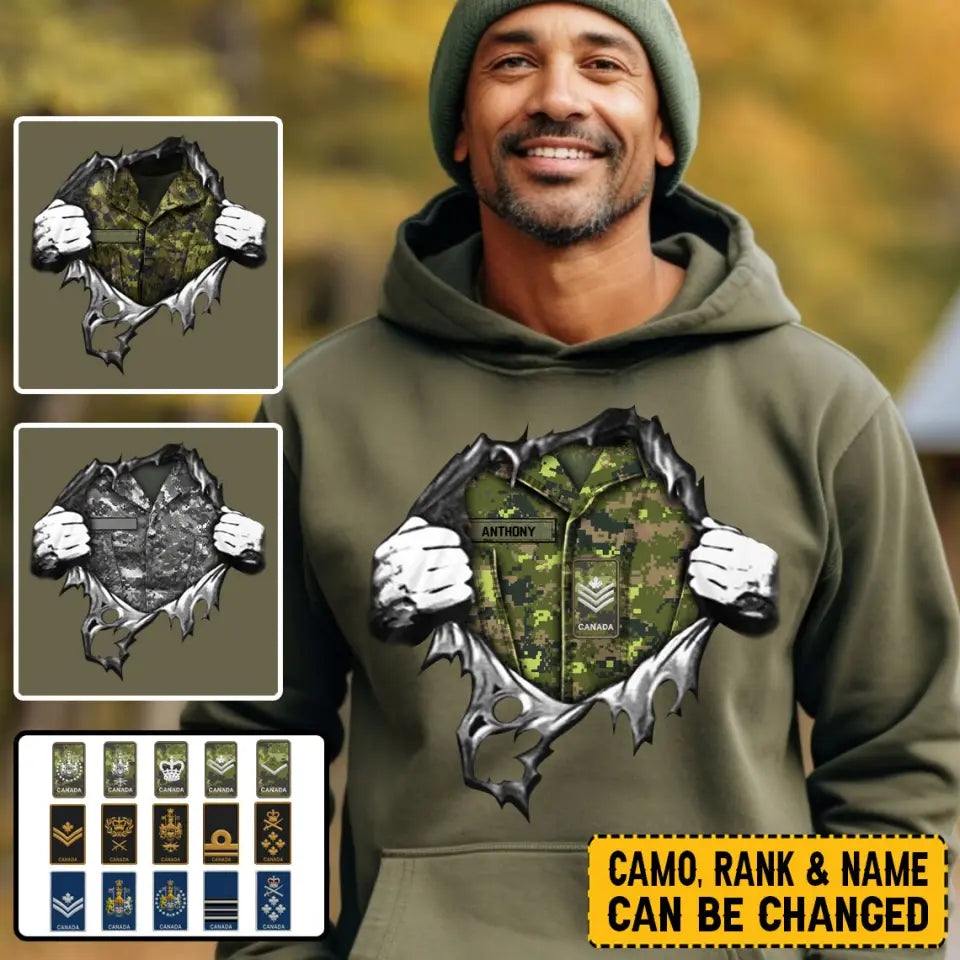 Personalized Canadian Veteran/Soldier Rank Camo Hoodie 2D Printed LAHLVA231620