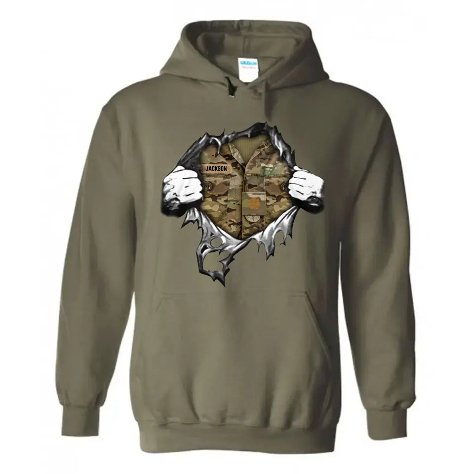 Personalized US Veteran/Soldier Rank Camo Hoodie 2D Printed LAHLVA231620