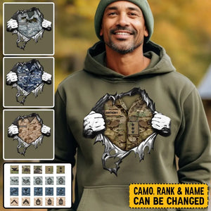 Personalized US Veteran/Soldier Rank Camo Hoodie 2D Printed LAHLVA231620