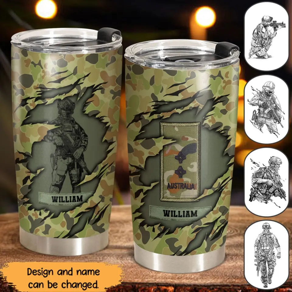 Personalized Australian Soldier Veteran Tumbler Printed 231635AHHN