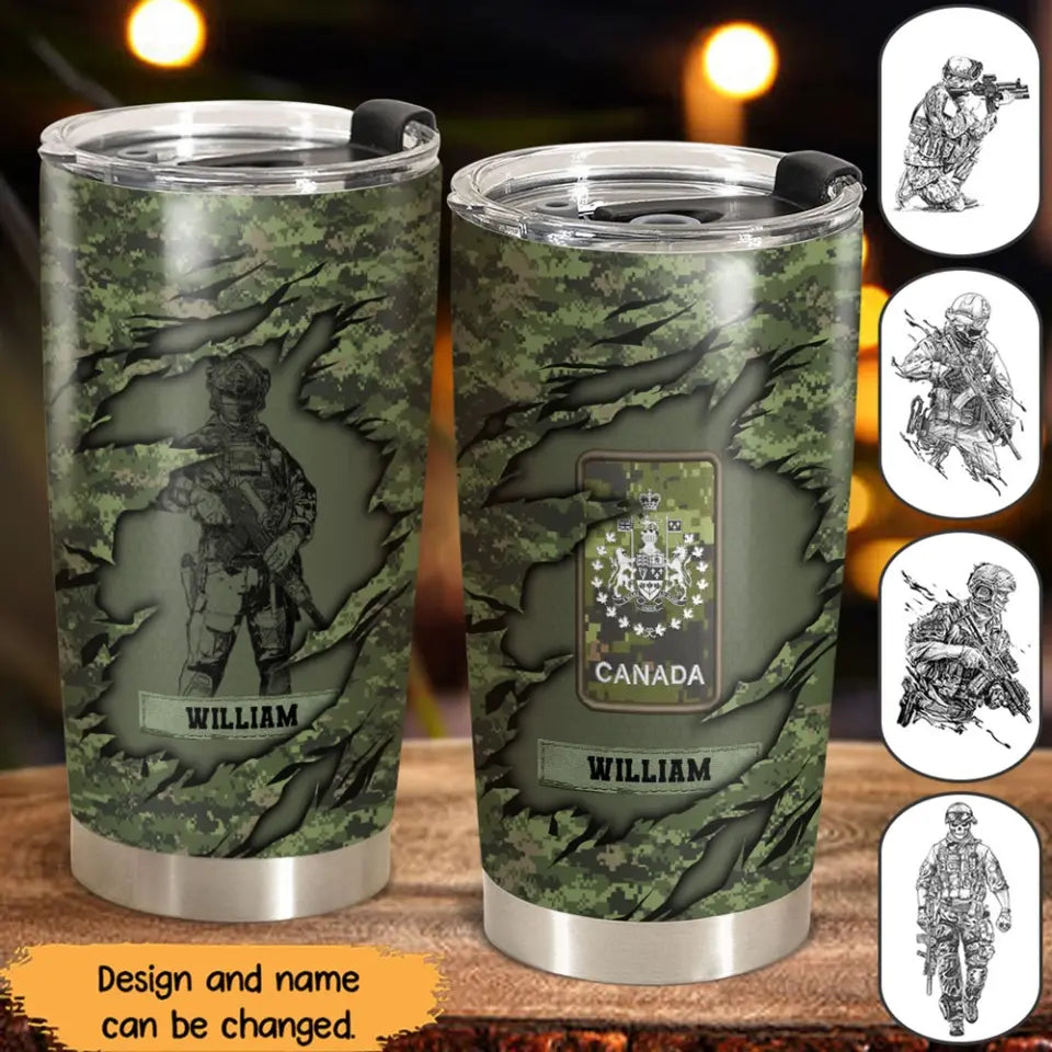 Personalized Canadian Soldier Veteran Tumbler Printed 231635AHHN
