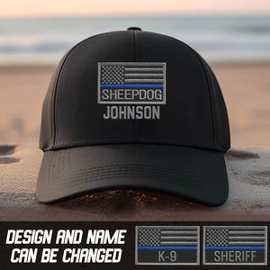 Personalized US Law Enforcement Sheepdog Embroidered Black Cap QTVQ1646